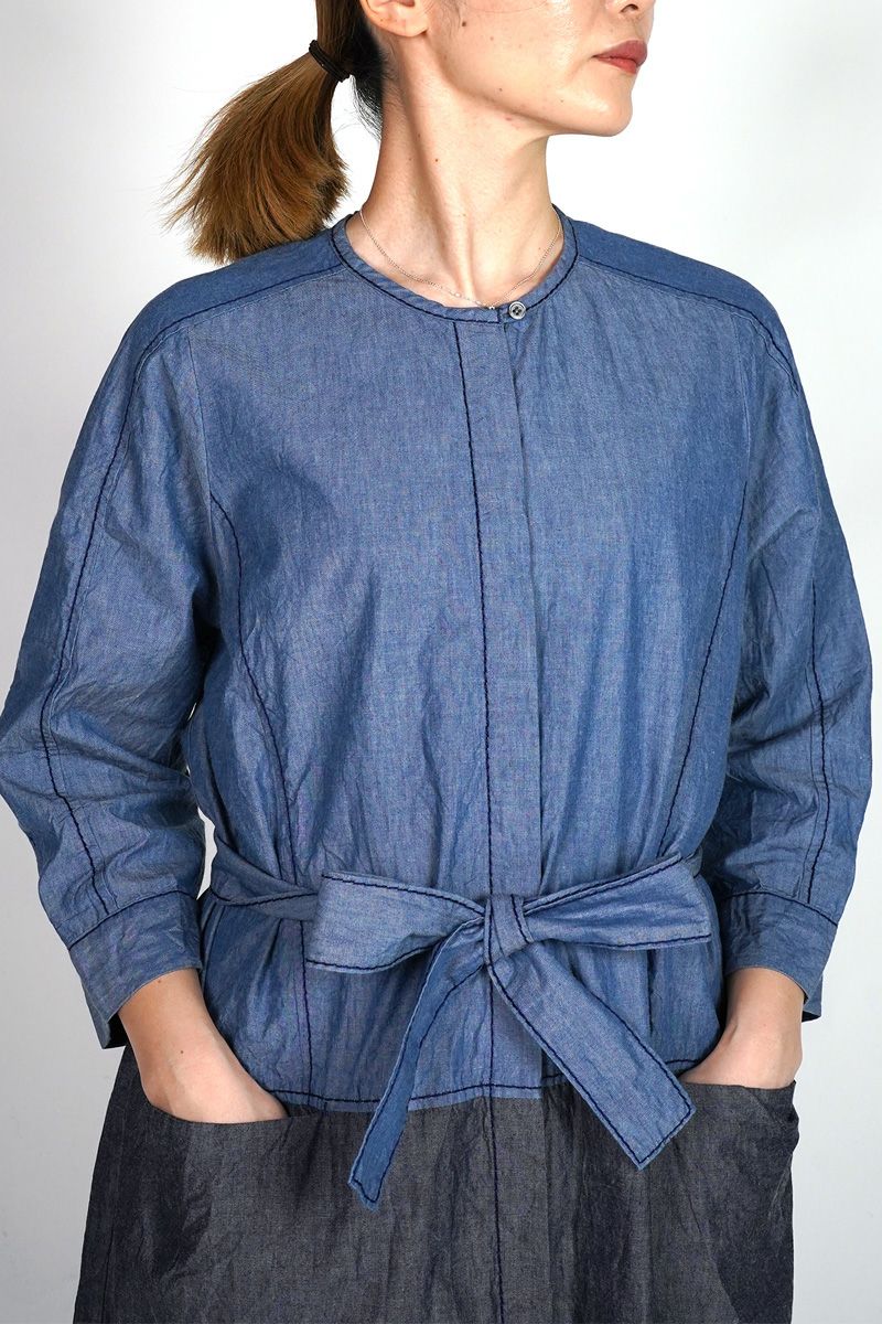 homspun(ホームスパン) ライトオンスシャンブレー　七分袖比翼ワンピース 252-1644