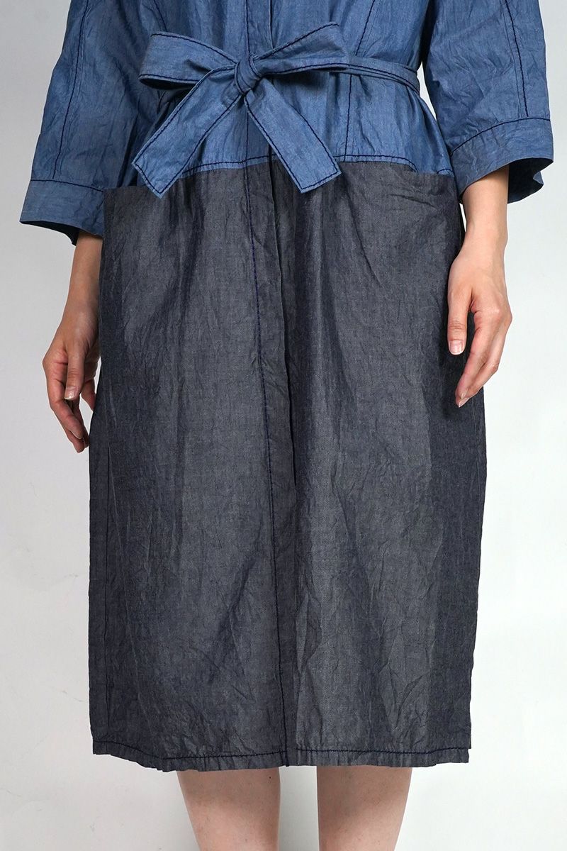 homspun(ホームスパン) ライトオンスシャンブレー　七分袖比翼ワンピース 252-1644