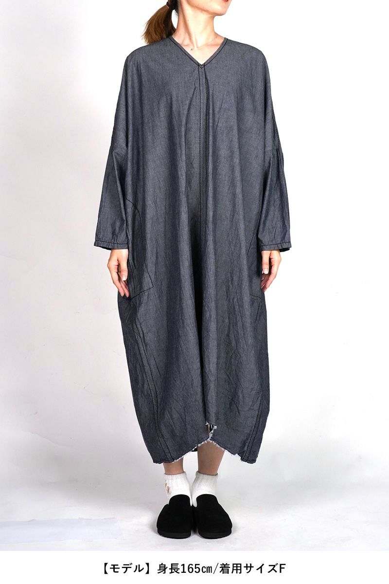 homspun(ホームスパン)  ライトオンスシャンブレー　プルオーバ－ワンピース 252-164