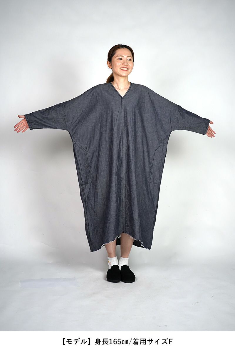 homspun(ホームスパン)  ライトオンスシャンブレー　プルオーバ－ワンピース 252-164