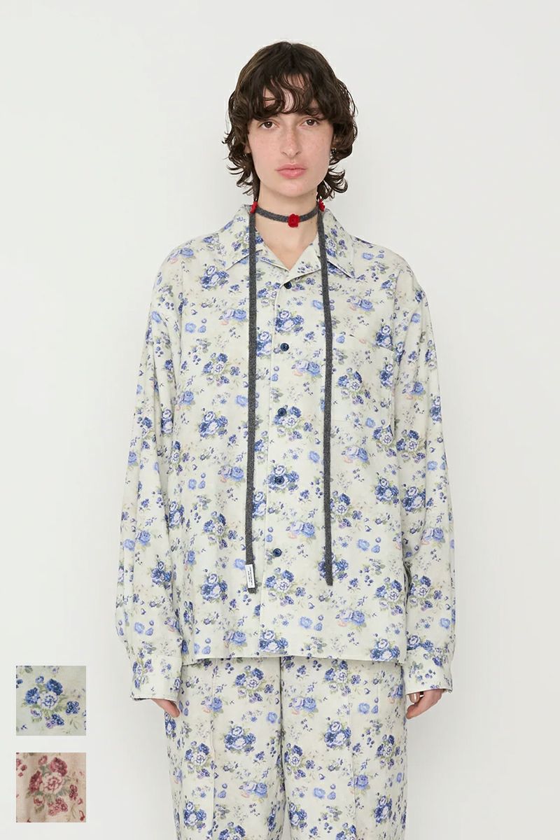 JANE SMITH(ジェーンスミス) COTTON CORDUROY FLOWER PRINT OPEN COLLAR SHIRT コットンコーデュロイフラワープリントオープンカラーシャツ 25WSH-#521S