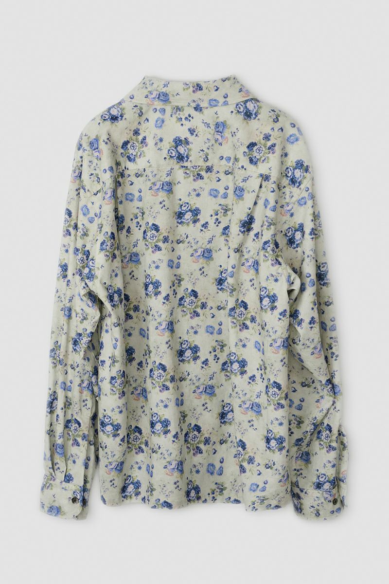 JANE SMITH(ジェーンスミス) COTTON CORDUROY FLOWER PRINT OPEN COLLAR SHIRT コットンコーデュロイフラワープリントオープンカラーシャツ 25WSH-#521S