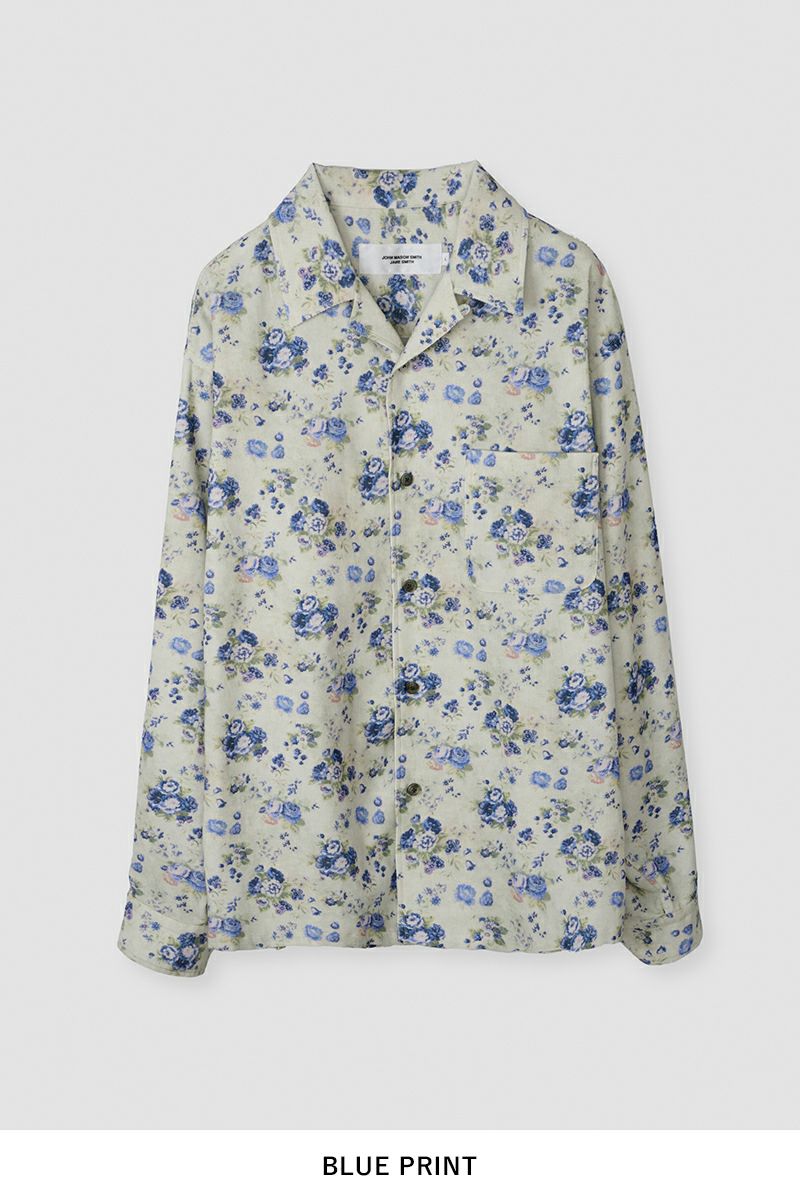 JANE SMITH(ジェーンスミス) COTTON CORDUROY FLOWER PRINT OPEN COLLAR SHIRT コットンコーデュロイフラワープリントオープンカラーシャツ 25WSH-#521S