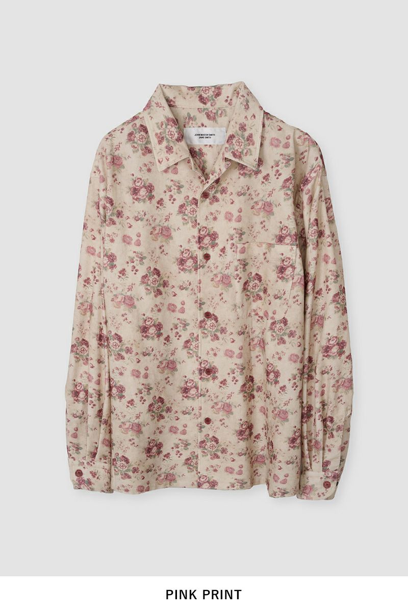 JANE SMITH(ジェーンスミス) COTTON CORDUROY FLOWER PRINT OPEN COLLAR SHIRT コットンコーデュロイフラワープリントオープンカラーシャツ 25WSH-#521S