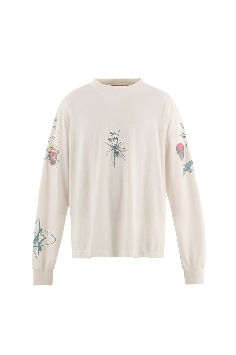 SAINT Mxxxxxx(セントマイケル) SM-HR1-0000-C29 / DR.WOO_LS TEE TATTOO WHITE ドクターウー 長袖Tシャツ