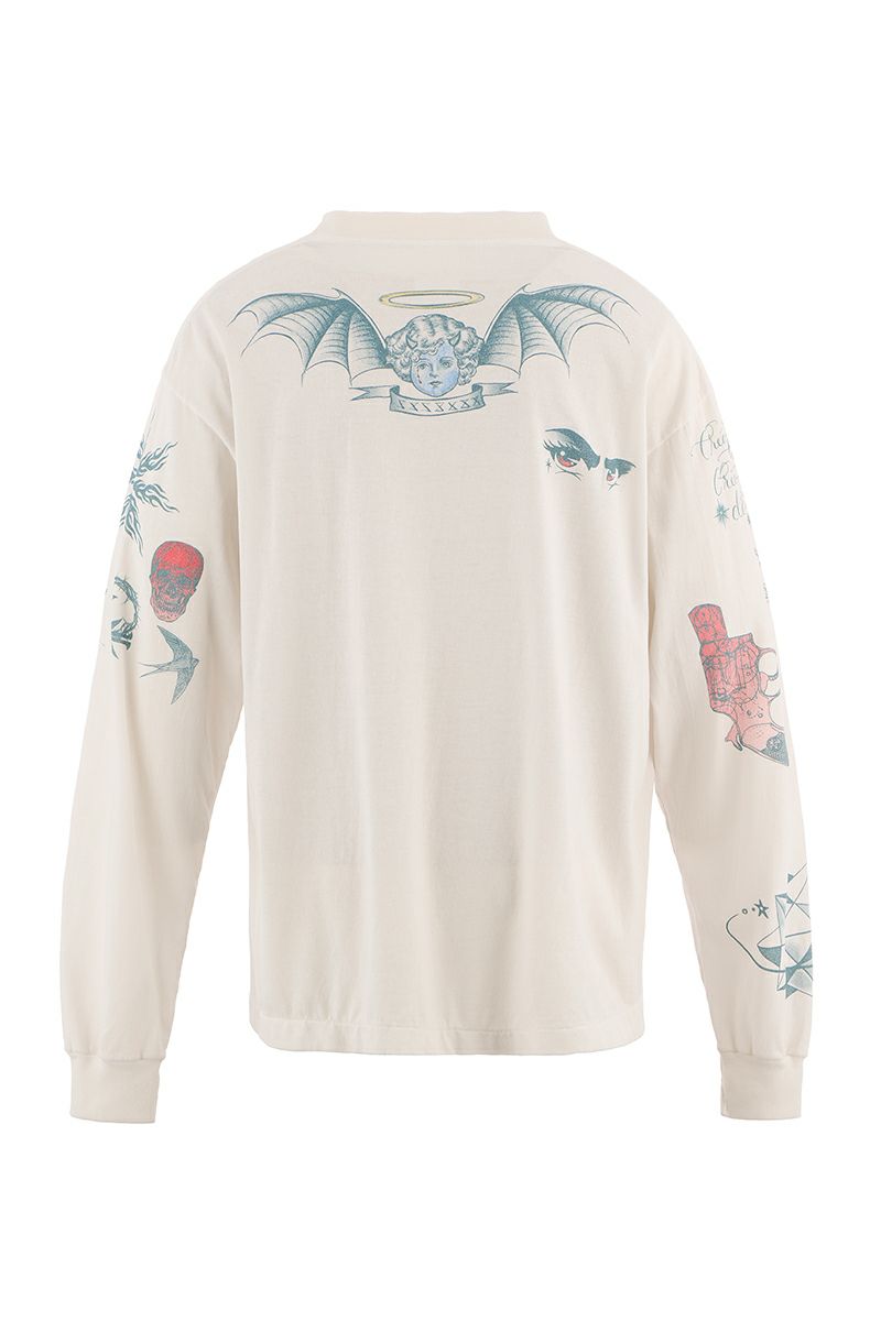 SAINT Mxxxxxx(セントマイケル) SM-HR1-0000-C29 / DR.WOO_LS TEE TATTOO WHITE ドクターウー 長袖Tシャツ