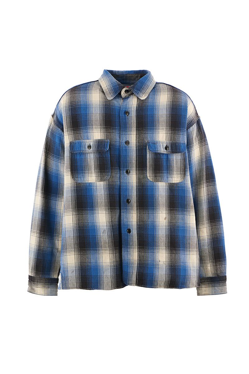 SAINT Mxxxxxx(セントマイケル) SM-HR1-0000-C53 / BerBerJin FLANNEL SHIRT ベルベルジン フランネルシャツ ブルー