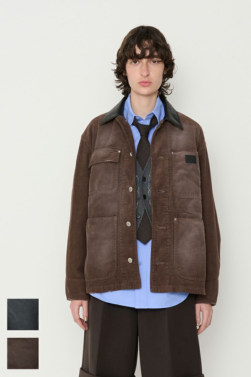 JANE SMITH(ジェーンスミス) 8W COTTON CORDUROY LEATHER COLLAR COVERALL コットンコーデュロイレザーカラーカバーオール 25WJK-#918S