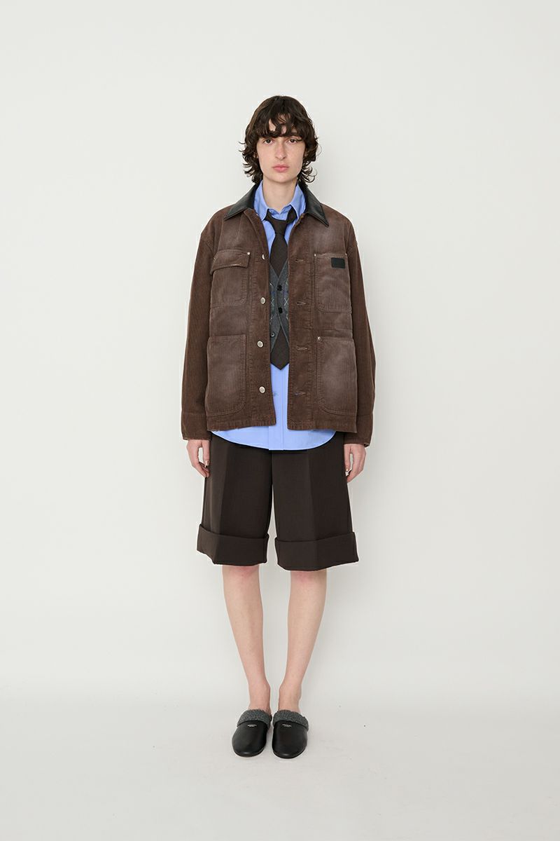 JANE SMITH(ジェーンスミス) 8W COTTON CORDUROY LEATHER COLLAR COVERALL コットンコーデュロイレザーカラーカバーオール 25WJK-#918S