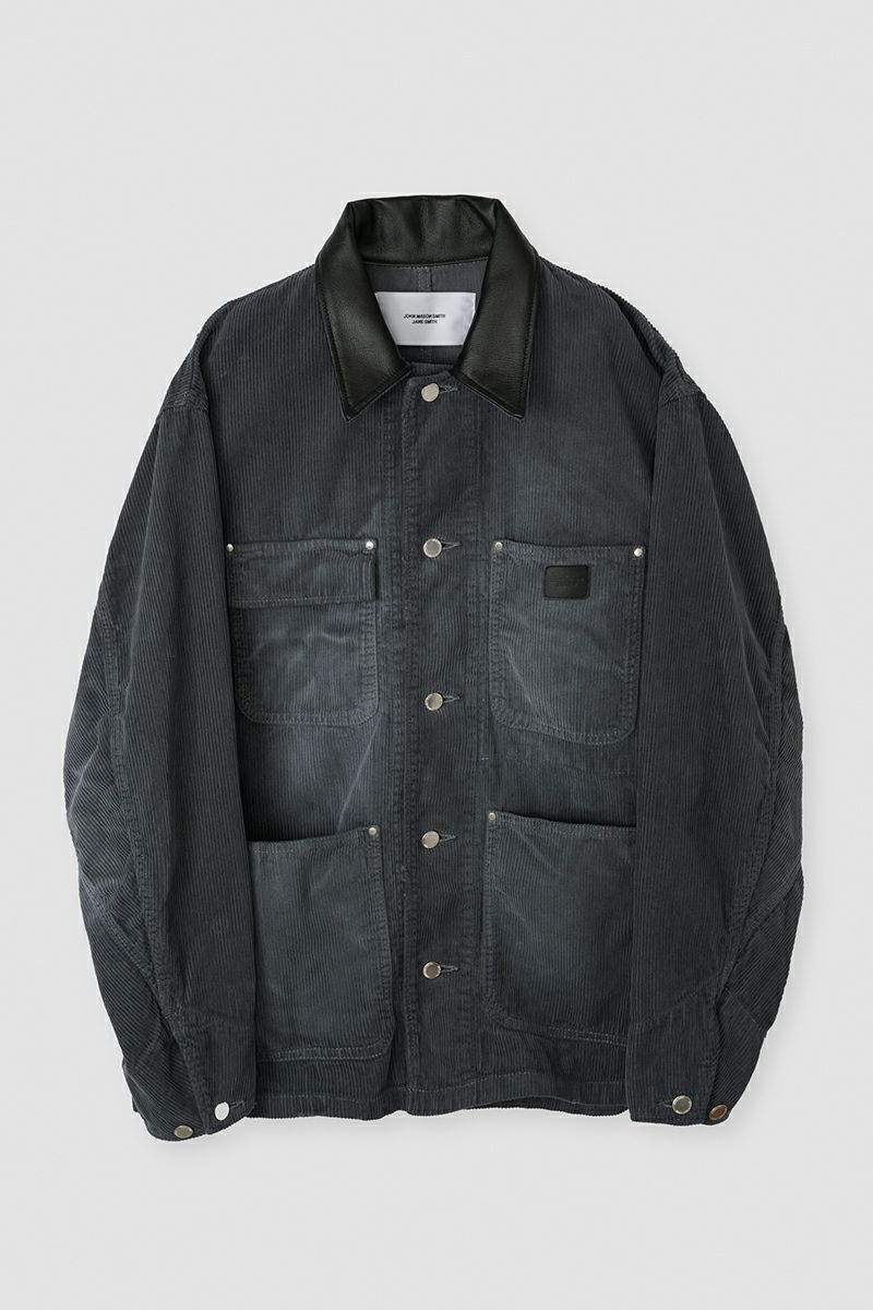 JANE SMITH(ジェーンスミス) 8W COTTON CORDUROY LEATHER COLLAR COVERALL コットンコーデュロイレザーカラーカバーオール 25WJK-#918S