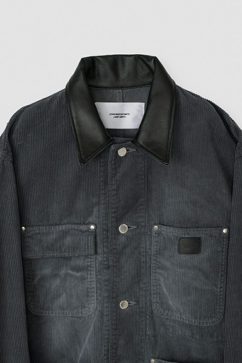 JANE SMITH(ジェーンスミス) 8W COTTON CORDUROY LEATHER COLLAR COVERALL コットンコーデュロイレザーカラーカバーオール 25WJK-#918S