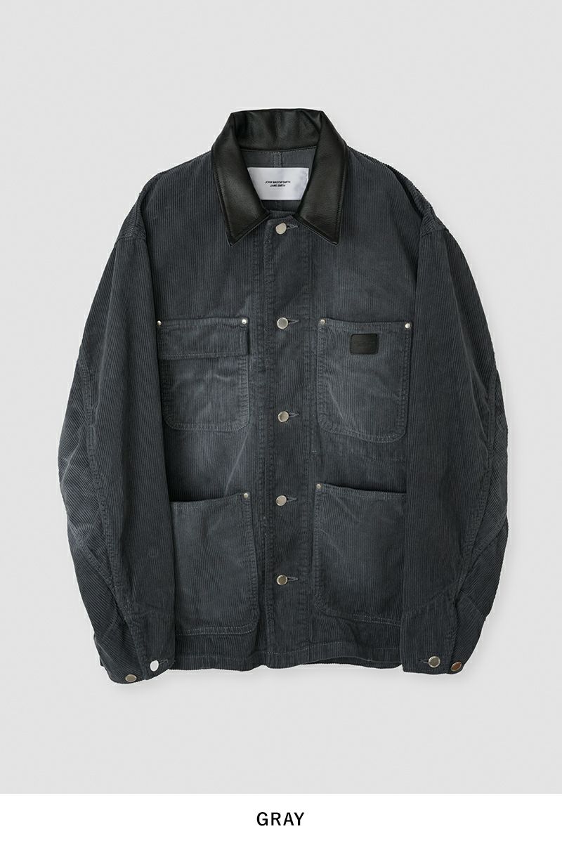 JANE SMITH(ジェーンスミス) 8W COTTON CORDUROY LEATHER COLLAR COVERALL コットンコーデュロイレザーカラーカバーオール 25WJK-#918S