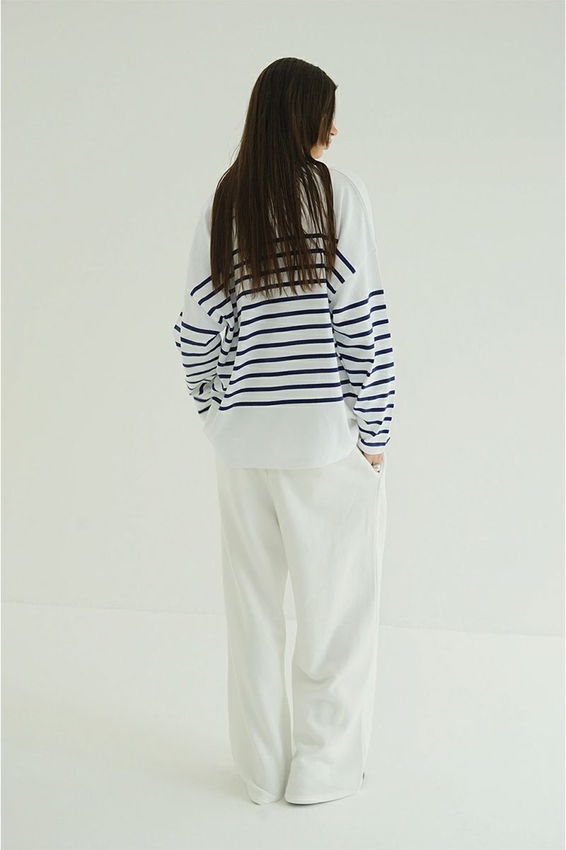 CLANE(クラネ) WIDE HENRY NECK BORDER TOPS ワイドヘンリーネックボーダートップス 19105-1242