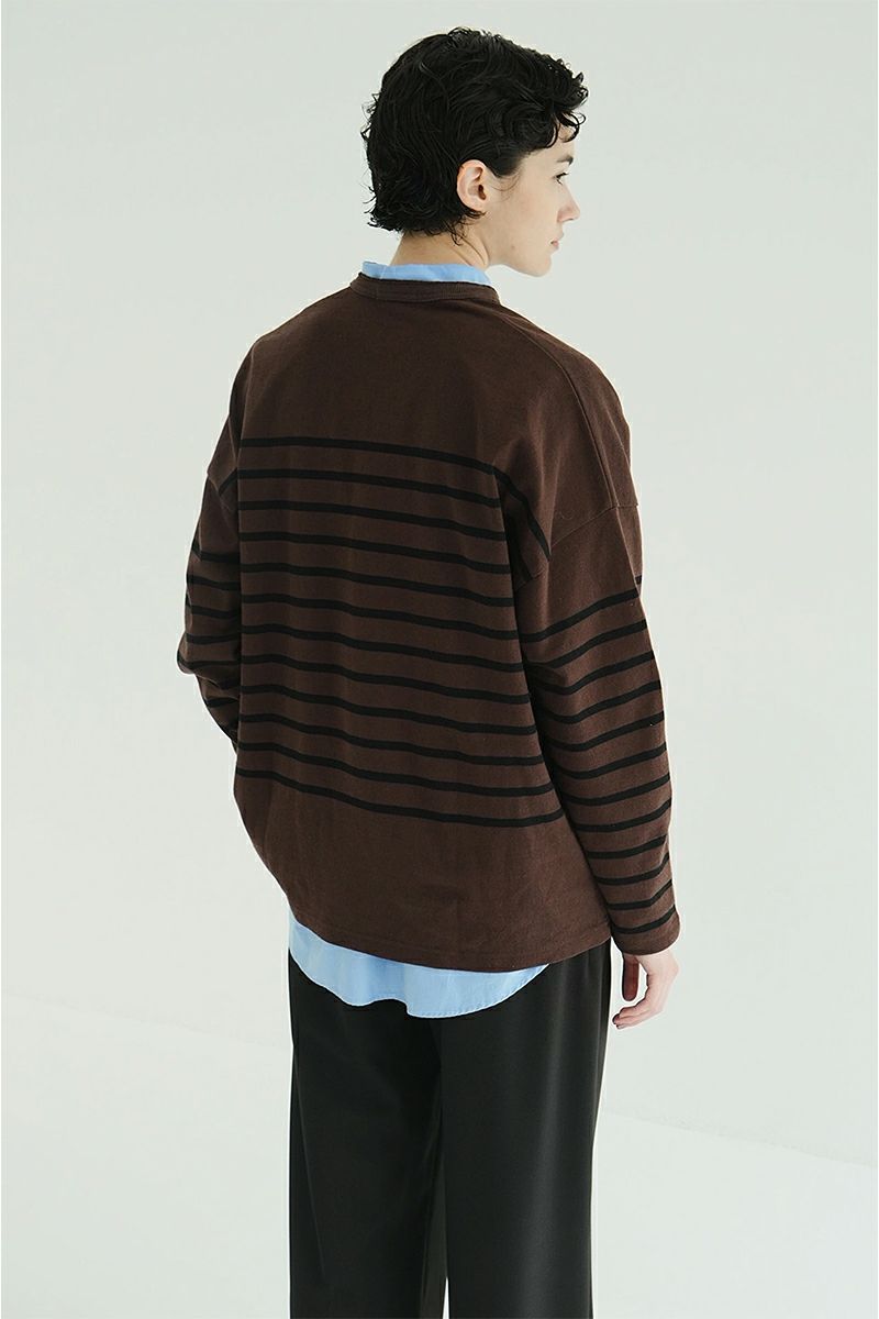 CLANE(クラネ) WIDE HENRY NECK BORDER TOPS ワイドヘンリーネックボーダートップス 19105-1242