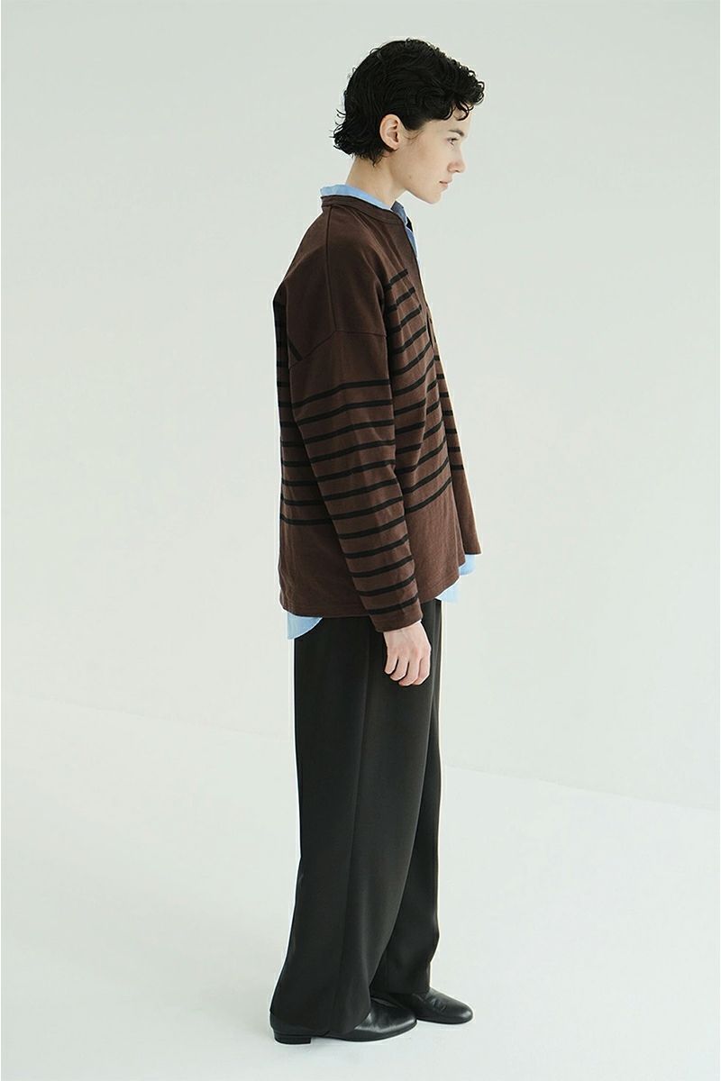 CLANE(クラネ) WIDE HENRY NECK BORDER TOPS ワイドヘンリーネックボーダートップス 19105-1242