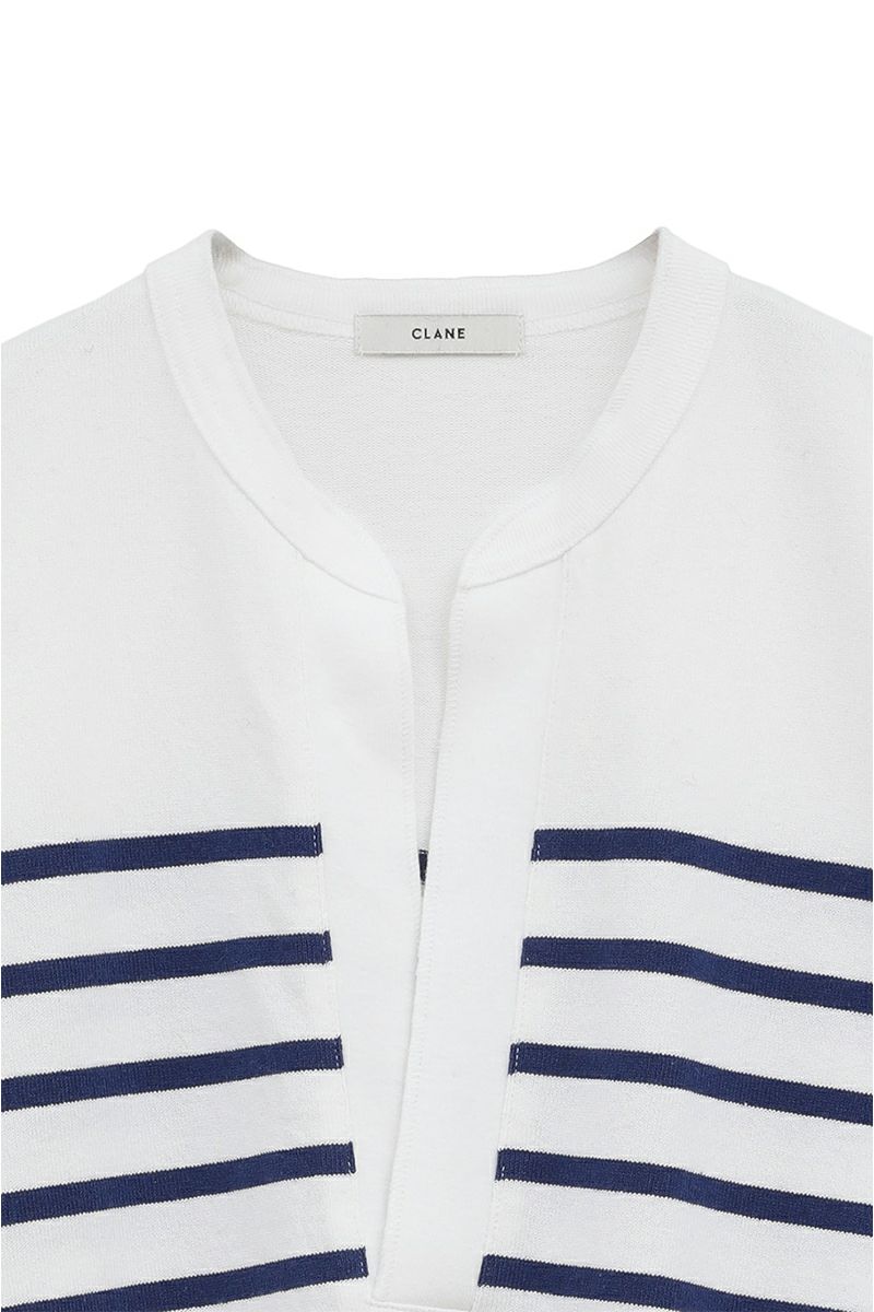 CLANE(クラネ) WIDE HENRY NECK BORDER TOPS ワイドヘンリーネックボーダートップス 19105-1242