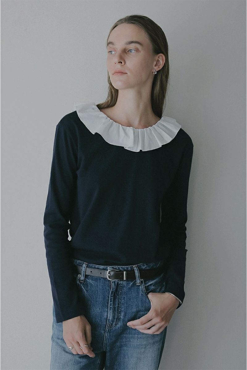 MANOF(マノフ) | MANOF(マノフ)2WAY FRILL NECK CUT TOPS 2ウェイ