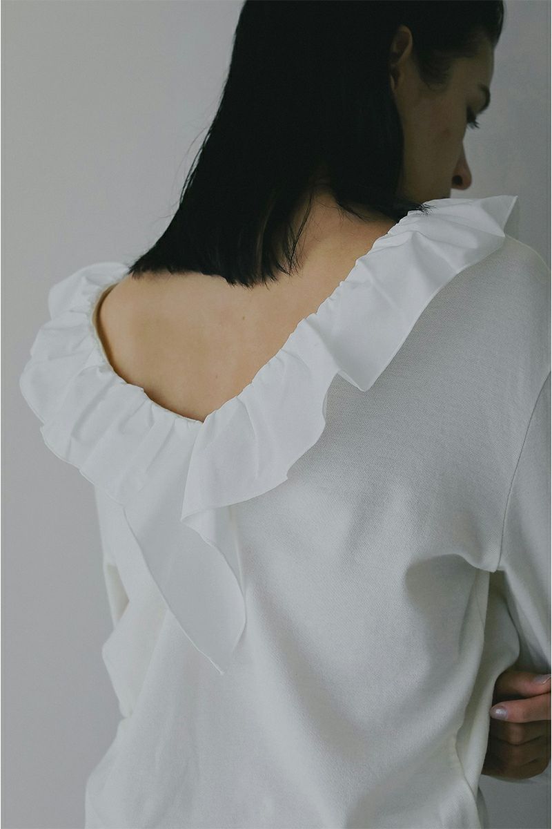 MANOF(マノフ) 2WAY FRILL NECK CUT TOPS 2ウェイフリルネックカットトップス 89105-1142