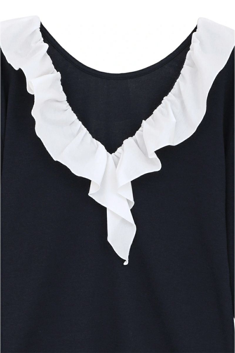 MANOF(マノフ) 2WAY FRILL NECK CUT TOPS 2ウェイフリルネックカットトップス 89105-1142