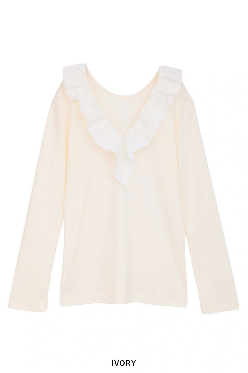 MANOF(マノフ) 2WAY FRILL NECK CUT TOPS 2ウェイフリルネックカットトップス 89105-1142