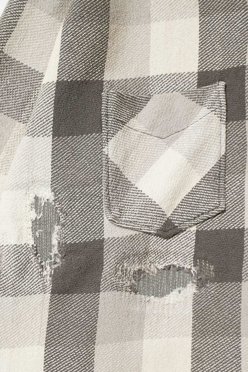 BOWWOW(バウワウ) DAMAGED AND STAINED FLANNEL SHIRT ダメージステインドフランネルシャツ BW252-DSFS