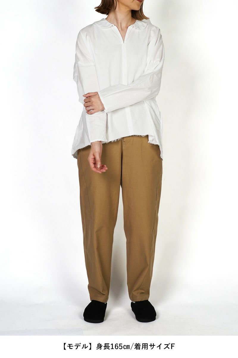 homspun(ホームスパン)  ハイカウントクロス丸襟プルオーバーブラウス 5749