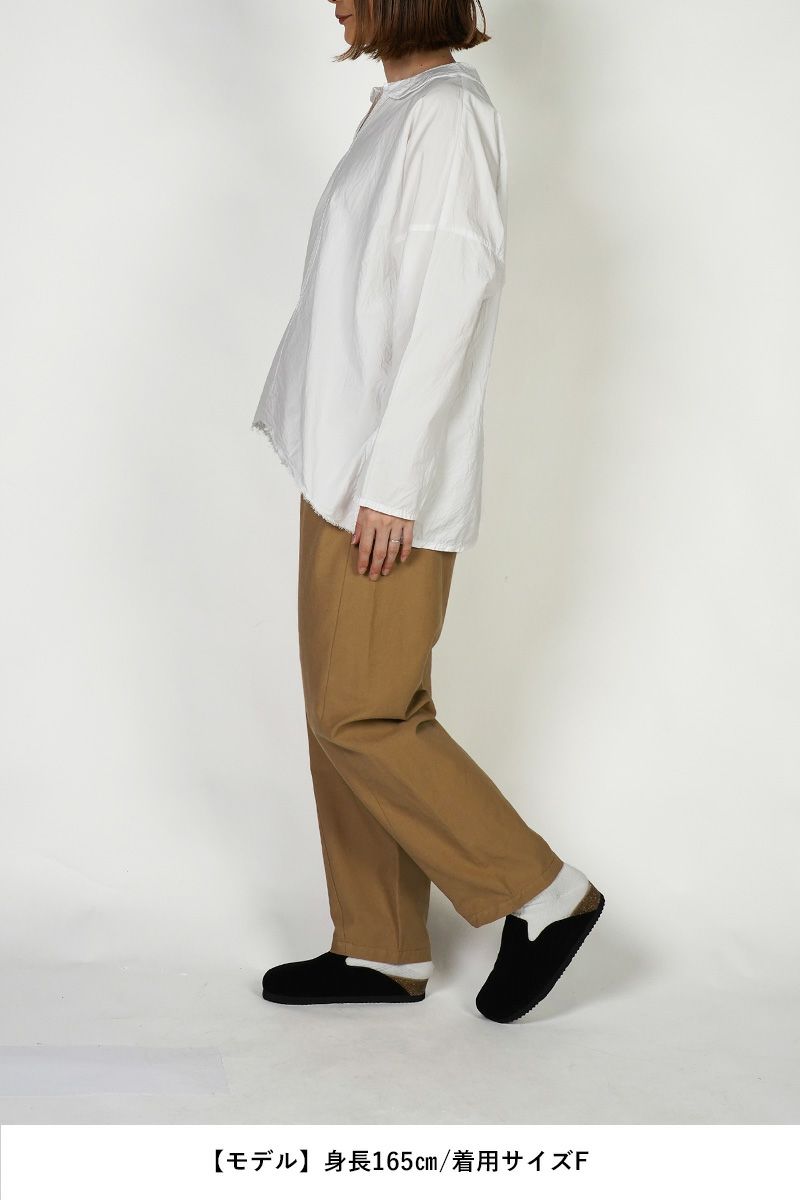 homspun(ホームスパン)  ハイカウントクロス丸襟プルオーバーブラウス 5749