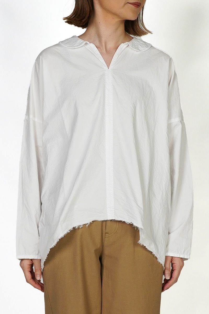 homspun(ホームスパン)  ハイカウントクロス丸襟プルオーバーブラウス 5749