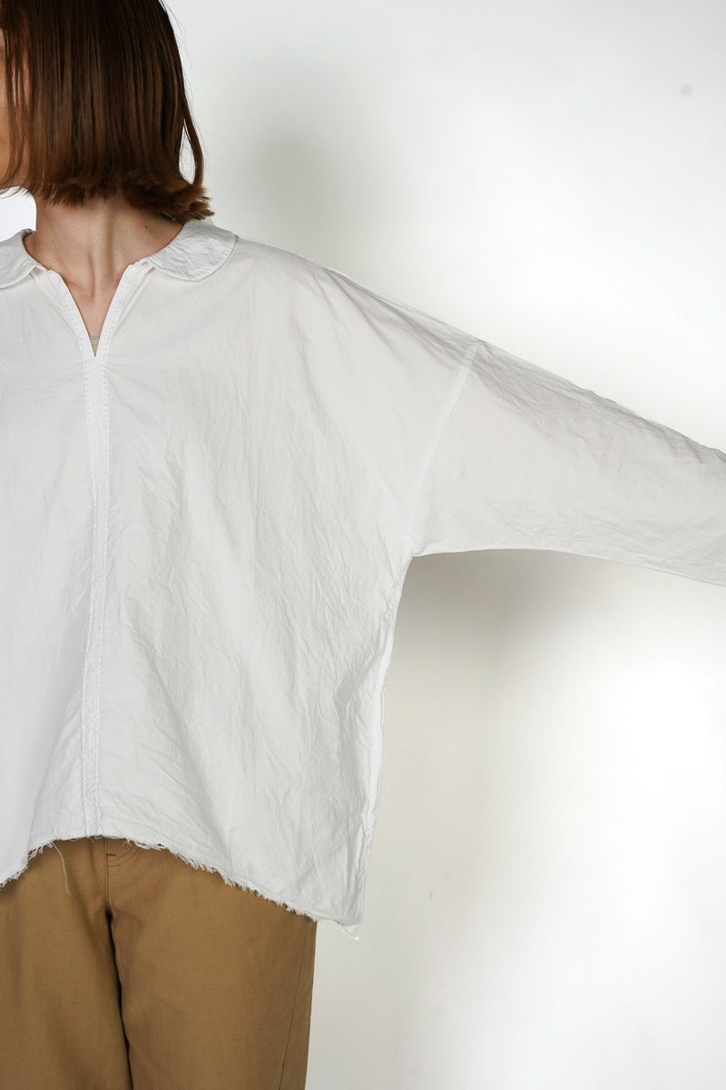 homspun(ホームスパン)  ハイカウントクロス丸襟プルオーバーブラウス 5749