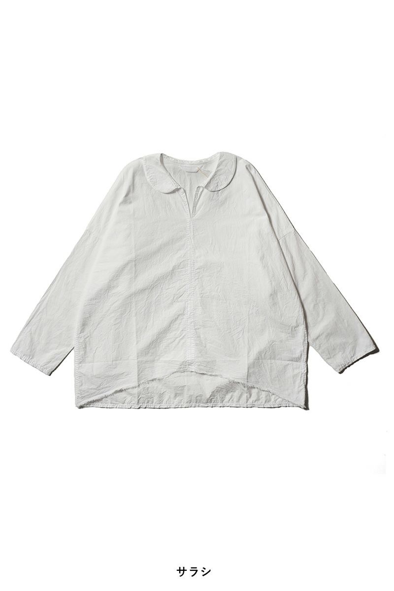 homspun(ホームスパン)  ハイカウントクロス丸襟プルオーバーブラウス 5749