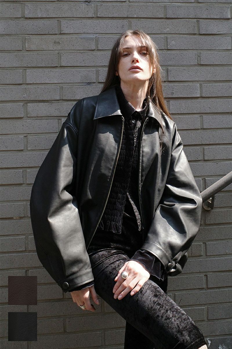 CLANE(クラネ) FAKE LEATHER BALLOON JACKET フェイクレザーバルーンジャケット 19101-0012