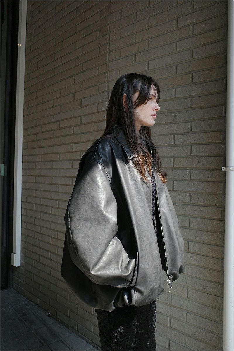 CLANE(クラネ) FAKE LEATHER BALLOON JACKET フェイクレザーバルーンジャケット 19101-0012