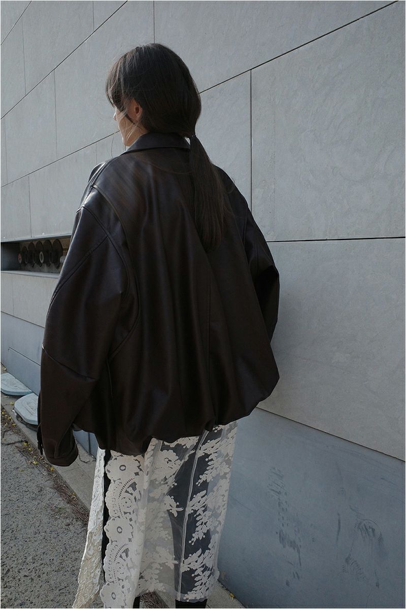 CLANE(クラネ) FAKE LEATHER BALLOON JACKET フェイクレザーバルーンジャケット 19101-0012