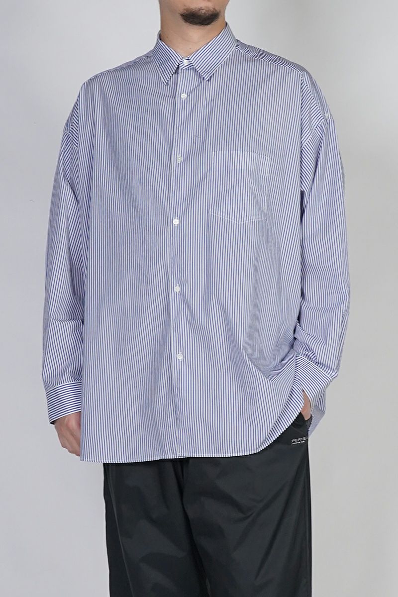 Graphpaper(グラフペーパー) Broad Stripe L/S Oversized Regular Collar Shirt ブロードストライプ長袖オーバーサイズレギュラーカラーシャツ GM254-50022STB