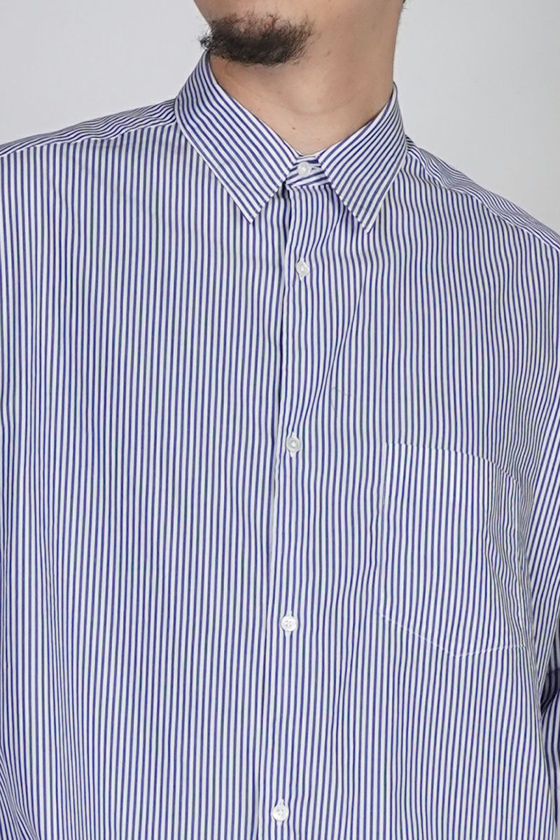 Graphpaper(グラフペーパー) Broad Stripe L/S Oversized Regular Collar Shirt ブロードストライプ長袖オーバーサイズレギュラーカラーシャツ GM254-50022STB