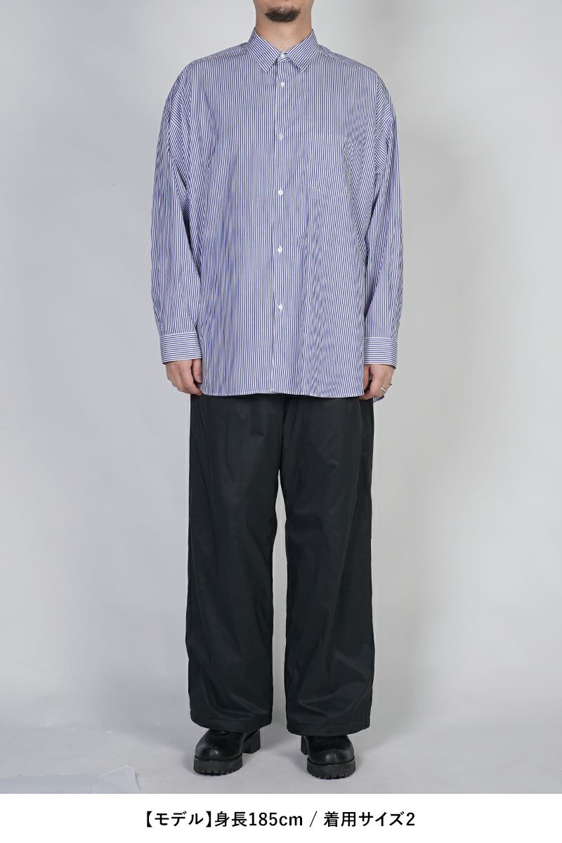 Graphpaper(グラフペーパー) Broad Stripe L/S Oversized Regular Collar Shirt ブロードストライプ長袖オーバーサイズレギュラーカラーシャツ GM254-50022STB
