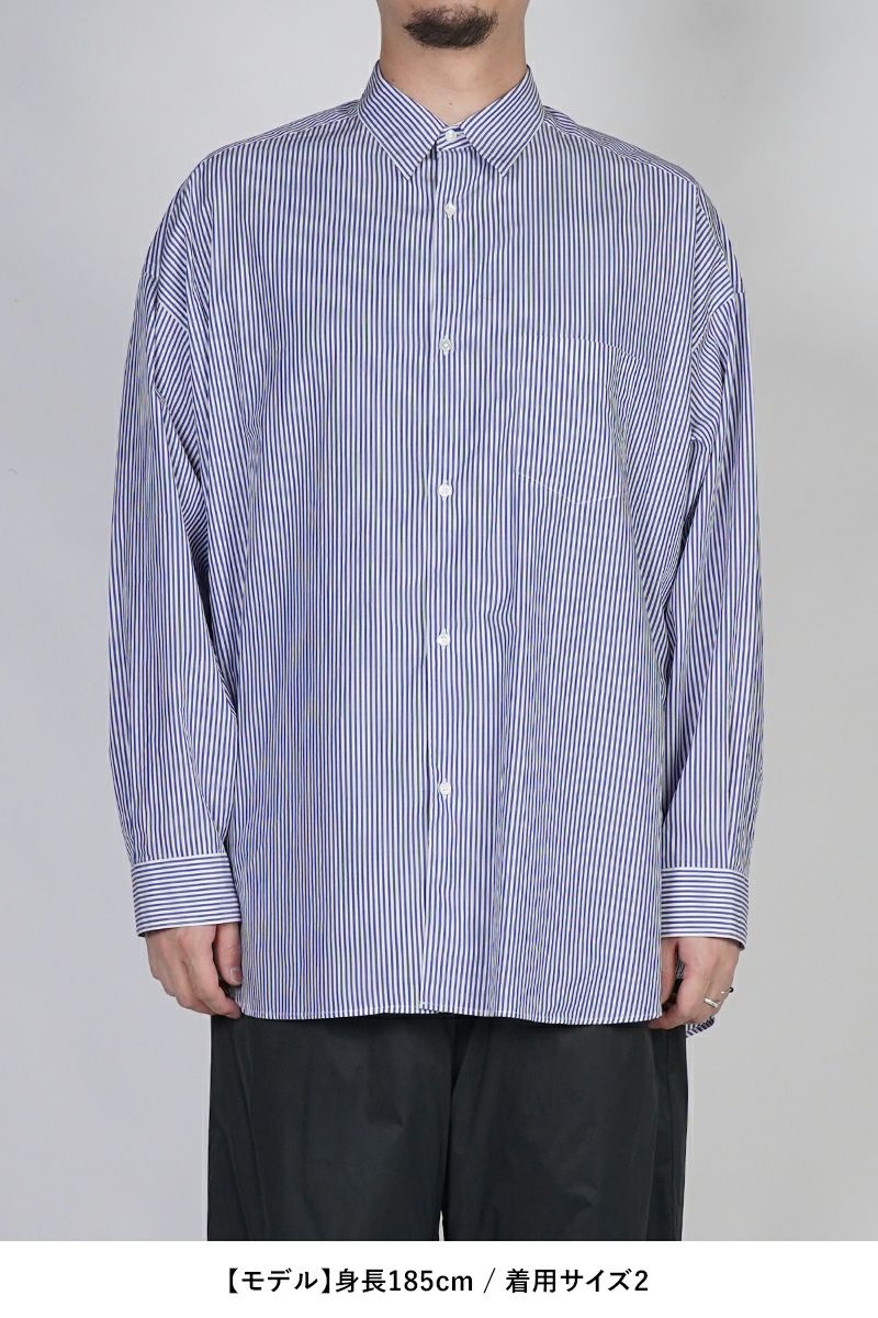 Graphpaper(グラフペーパー) Broad Stripe L/S Oversized Regular Collar Shirt ブロードストライプ長袖オーバーサイズレギュラーカラーシャツ GM254-50022STB