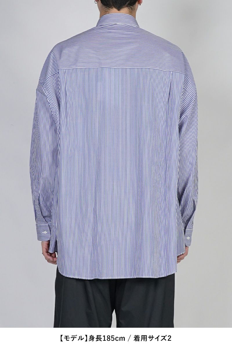 Graphpaper(グラフペーパー) Broad Stripe L/S Oversized Regular Collar Shirt ブロードストライプ長袖オーバーサイズレギュラーカラーシャツ GM254-50022STB