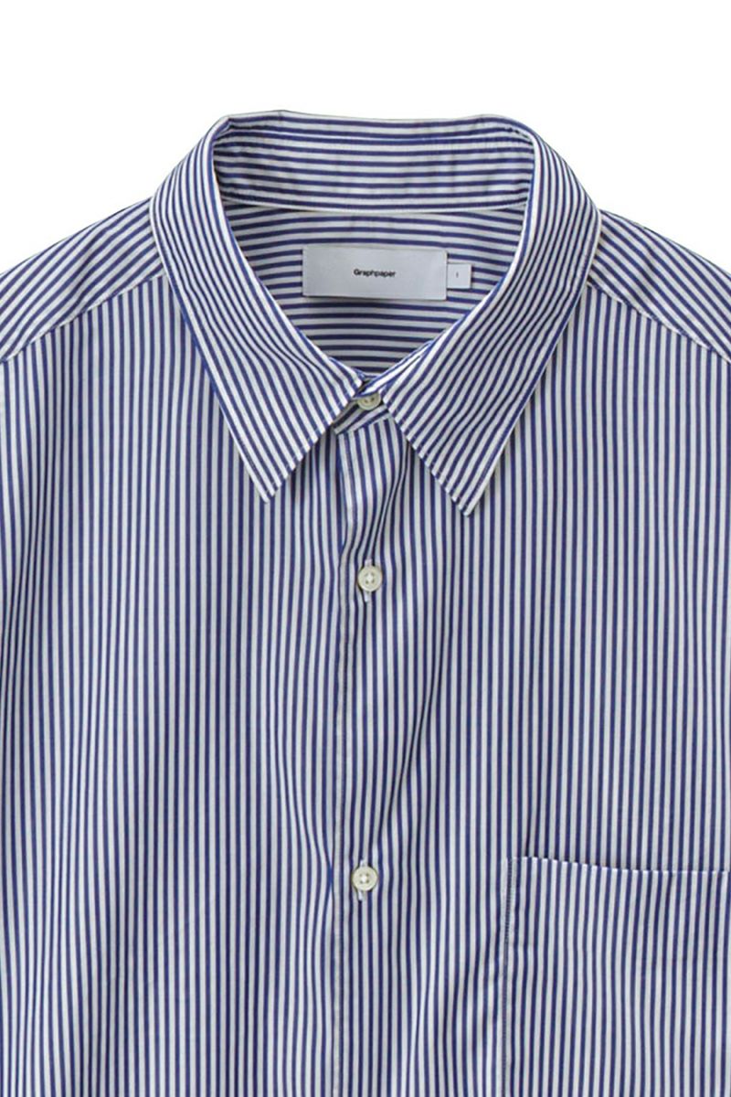 Graphpaper(グラフペーパー) Broad Stripe L/S Oversized Regular Collar Shirt ブロードストライプ長袖オーバーサイズレギュラーカラーシャツ GM254-50022STB