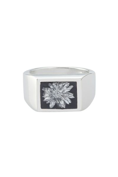 XOLO(ショロ) Signet Ring with Black & Gray Flower シグネットリングウィズブラックグレーフラワー XOR-126