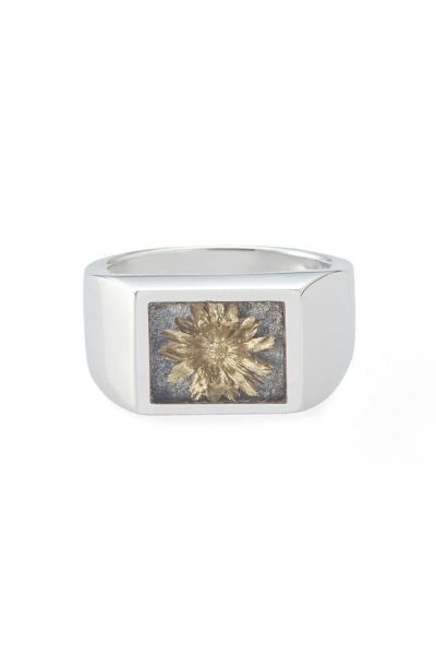 XOLO(ショロ) Signet Ring with Gray & Gold Flower シグネットリングウィズスグレー＆ゴールドフラワー XOR125