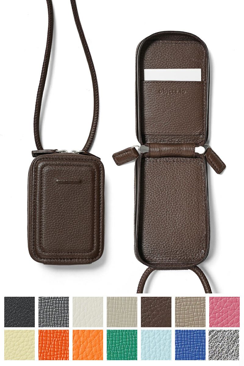 objcts.io(オブジェクツアイオー) iPhoneアクセサリー ストラップ付レザーマイクロバッグ