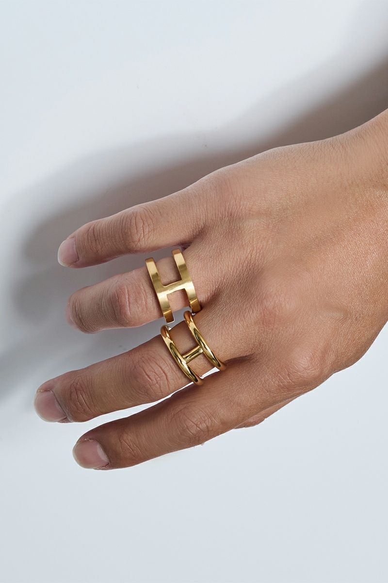 XOLO(ショロ) H Ring with Hair Line -GOLD- Hリングウィズヘアライン ゴールド XOR095-G