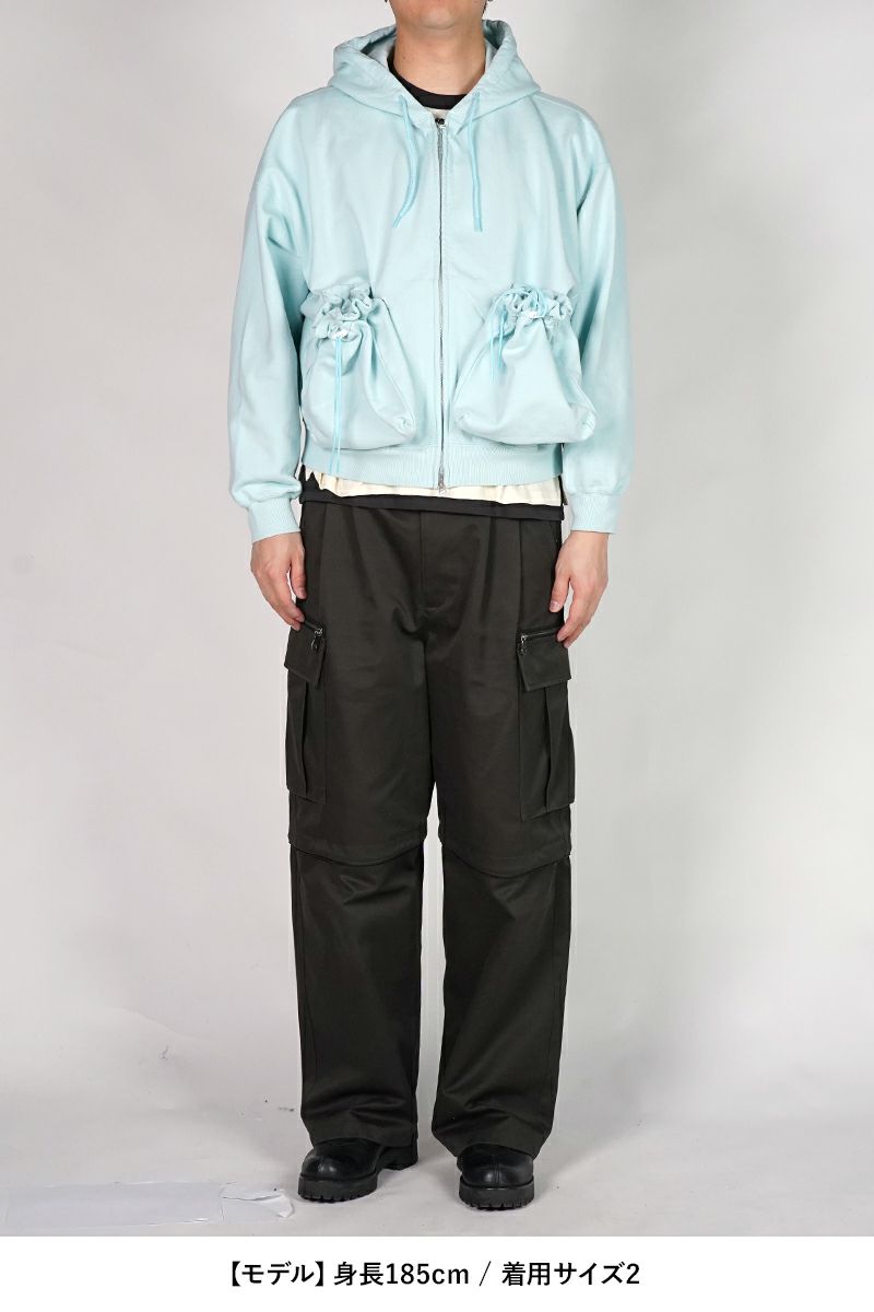 refomed(リフォメッド）"KINCHAKU" ZIPUP HOODIE 巾着ジップアップフーディー RECU-067