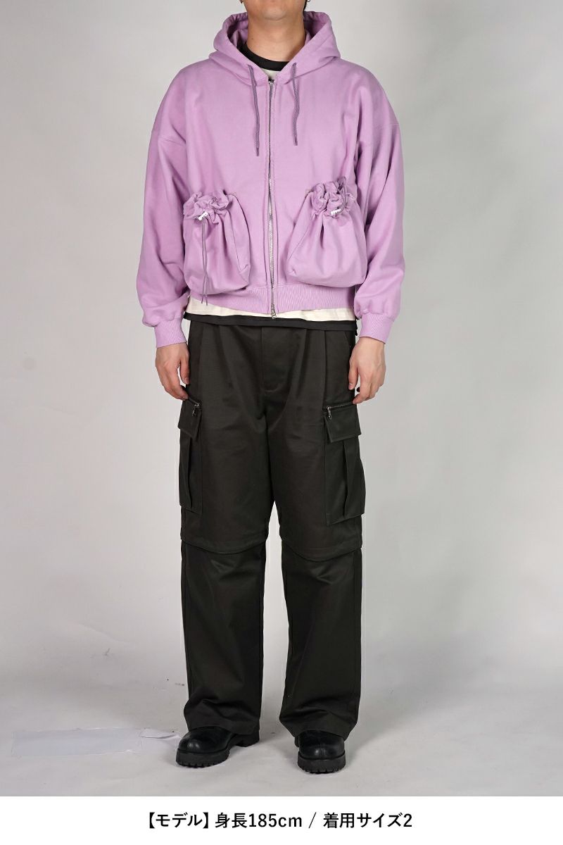 refomed(リフォメッド）"KINCHAKU" ZIPUP HOODIE 巾着ジップアップフーディー RECU-067