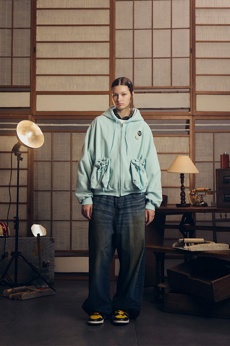 refomed(リフォメッド）"KINCHAKU" ZIPUP HOODIE 巾着ジップアップフーディー RECU-067