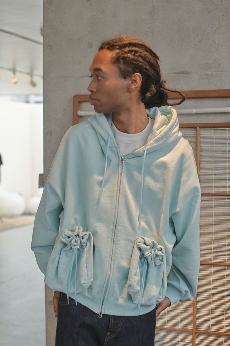 refomed(リフォメッド）"KINCHAKU" ZIPUP HOODIE 巾着ジップアップフーディー RECU-067