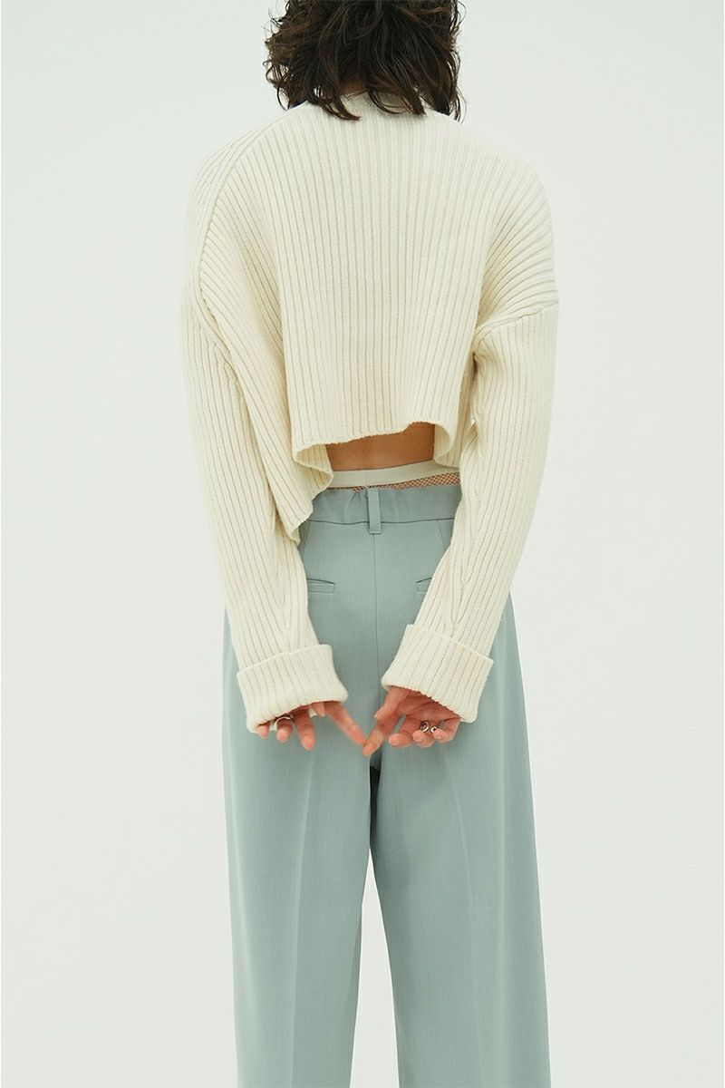 CLANE(クラネ) ASYMMETRY WIDE SHORT KNIT TOPS アシンメトリーワイドショートニットトップス 10106-2023