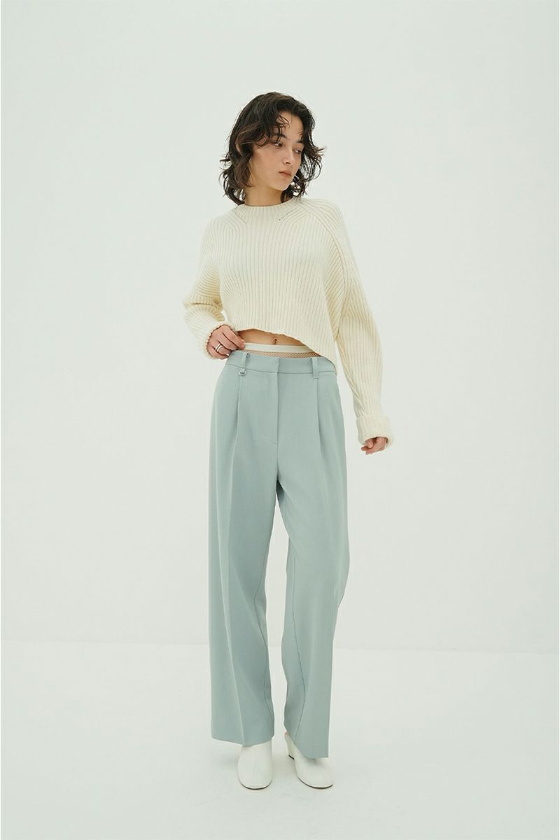 CLANE(クラネ) ASYMMETRY WIDE SHORT KNIT TOPS アシンメトリーワイドショートニットトップス 10106-2023