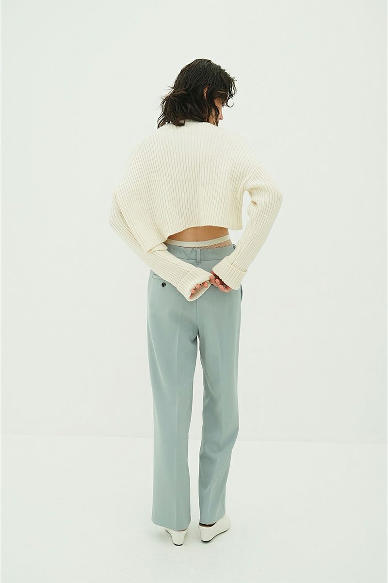 CLANE(クラネ) ASYMMETRY WIDE SHORT KNIT TOPS アシンメトリーワイドショートニットトップス 10106-2023